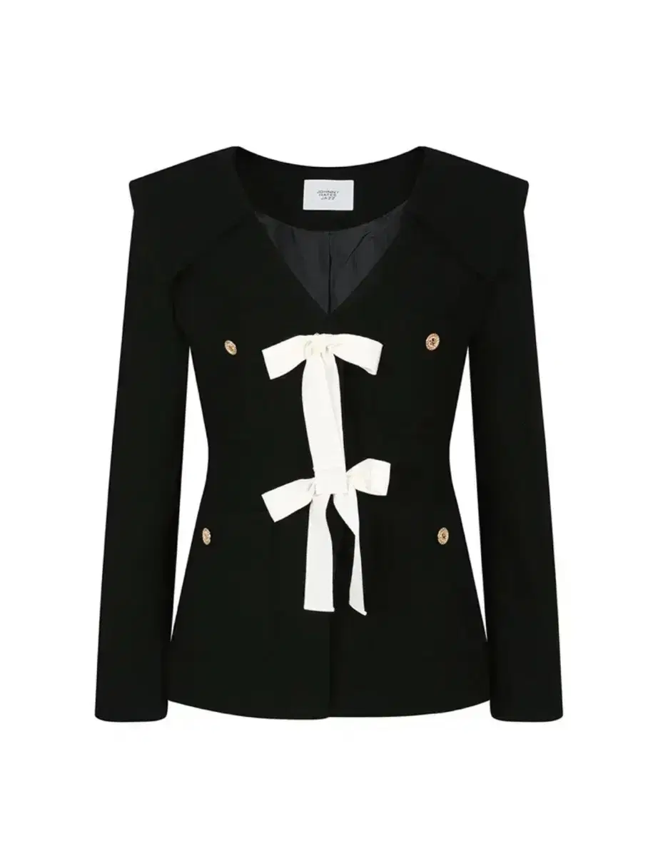 쟈니헤잇재즈 Gold button ribbon jacket -black